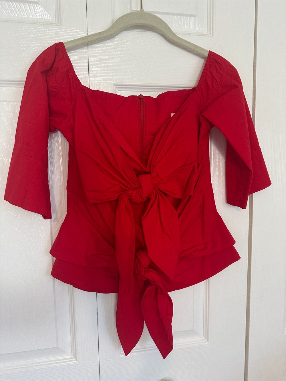 Women’s Red Tie-Front Peplum Top